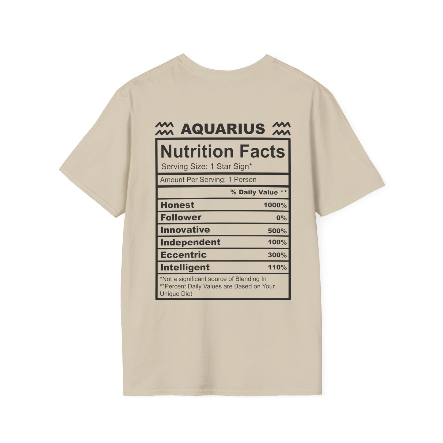 Aquarius Nutrition Facts Unisex Softstyle T-Shirt - Unique Astrology Tee