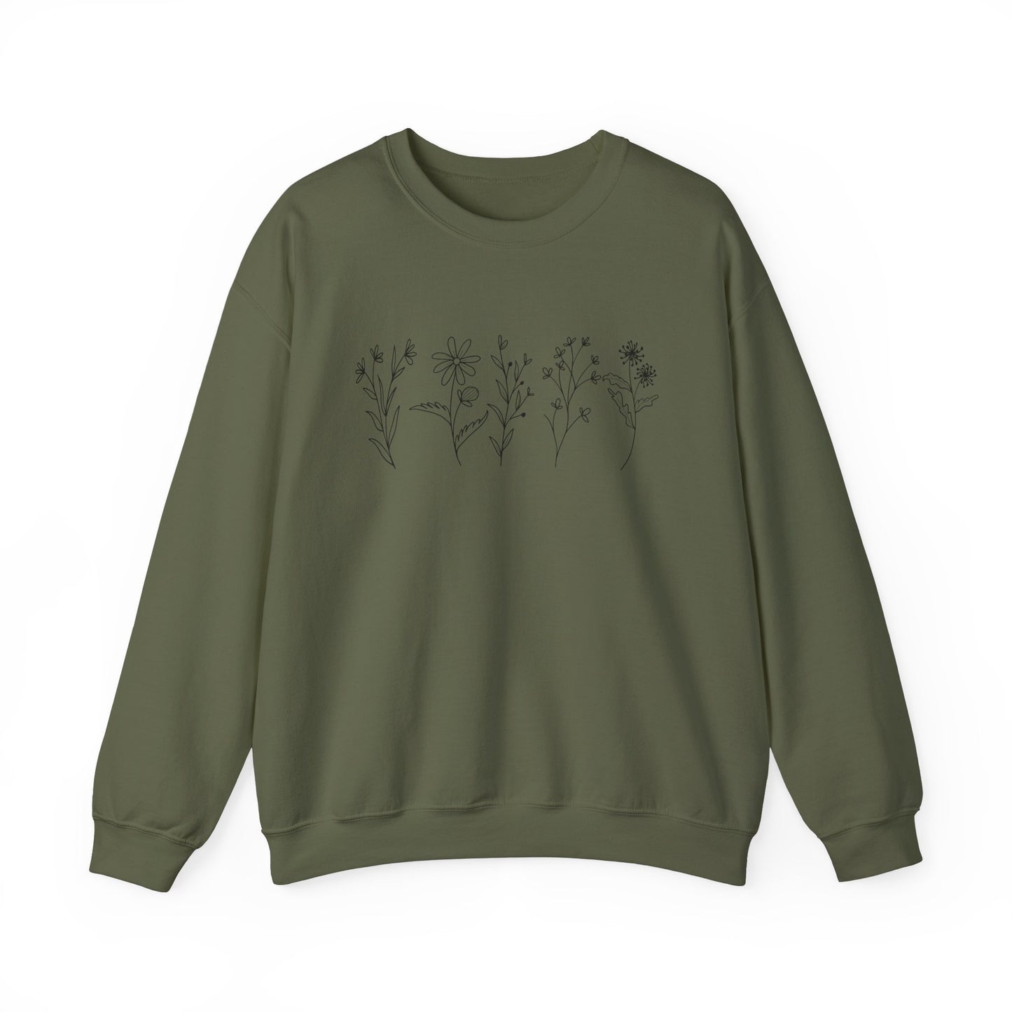 Retro Wildflowers Graphic Crewneck Sweatshirt