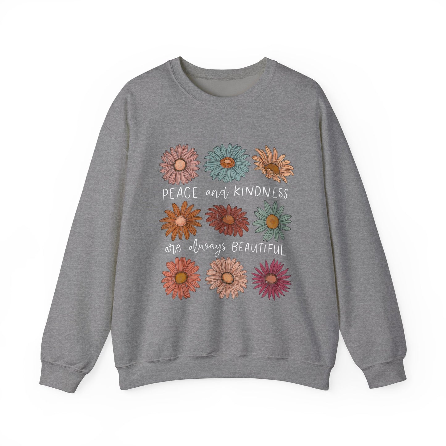 Peace and Kindness Floral Crewneck Sweatshirt