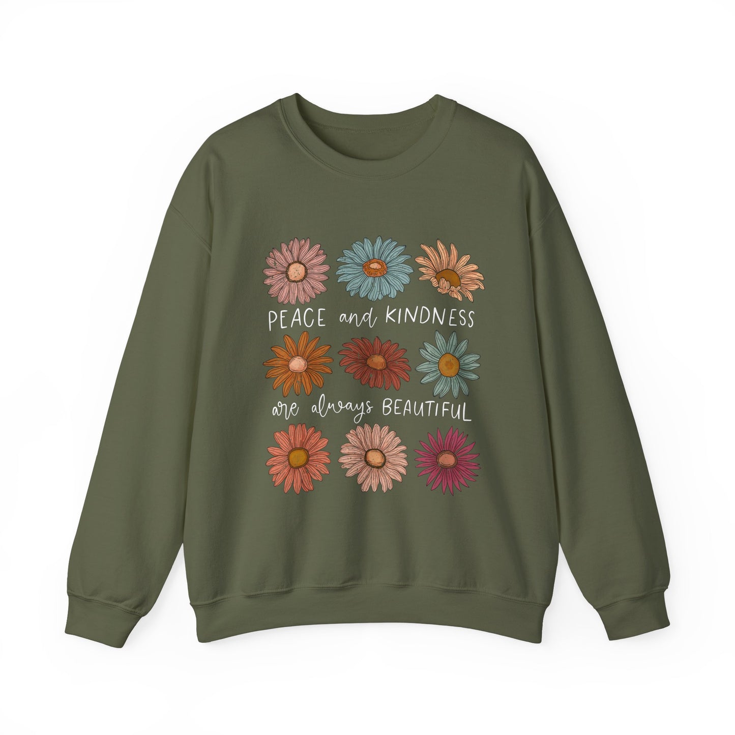 Peace and Kindness Floral Crewneck Sweatshirt