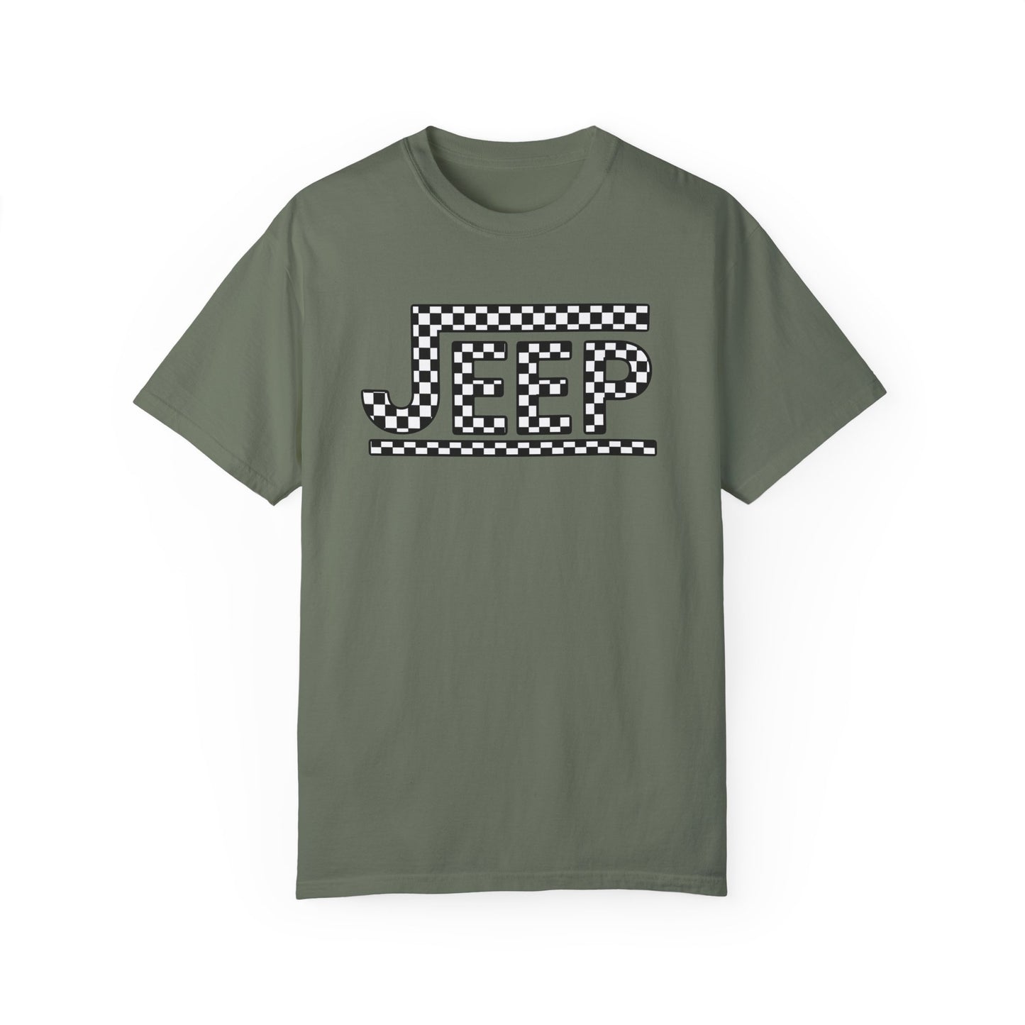Retro Checkered Jeep Graphic T-Shirt