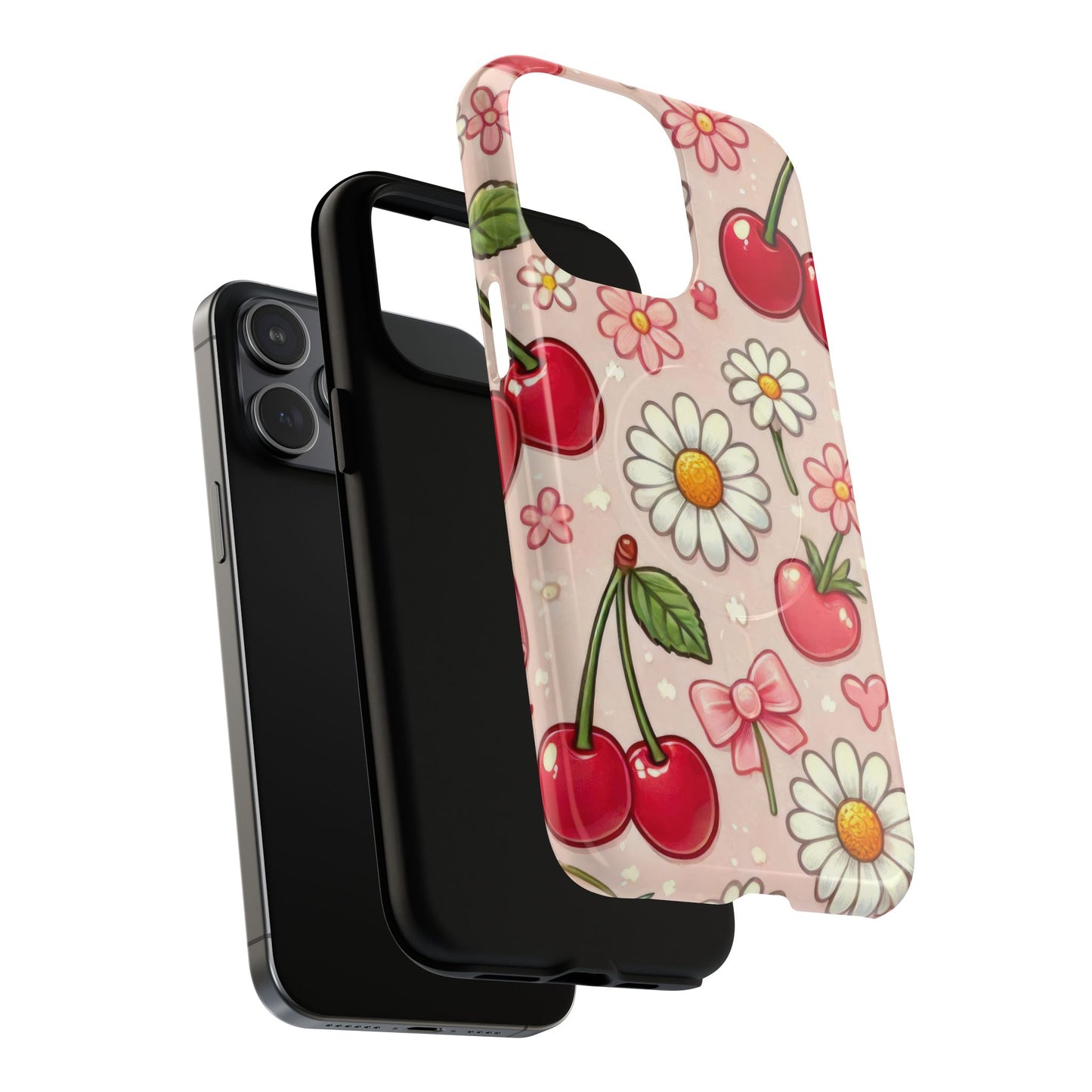 Cute Cherry Floral Phone Case iPhone 16 15 14 13 12 Pro Max