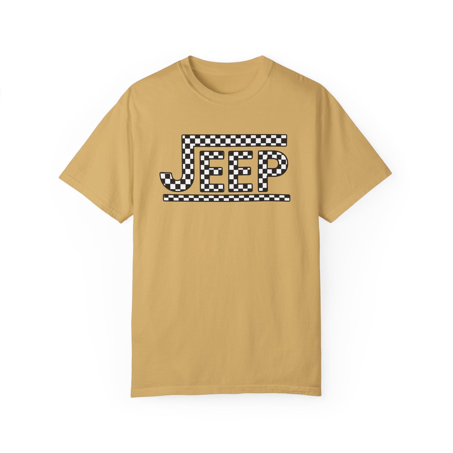 Retro Checkered Jeep Graphic T-Shirt