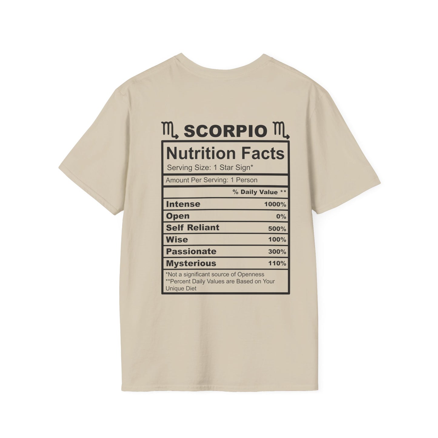 Scorpio Astrology Nutrition Facts Graphic T-Shirt - Unisex Softstyle