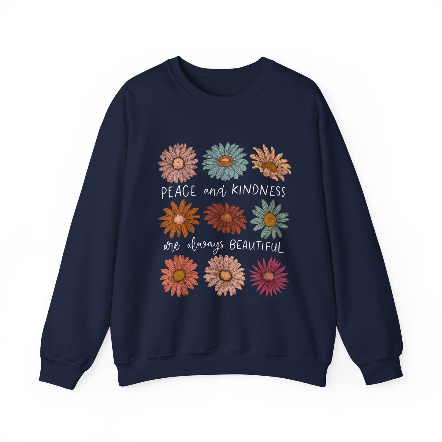 Peace and Kindness Floral Crewneck Sweatshirt