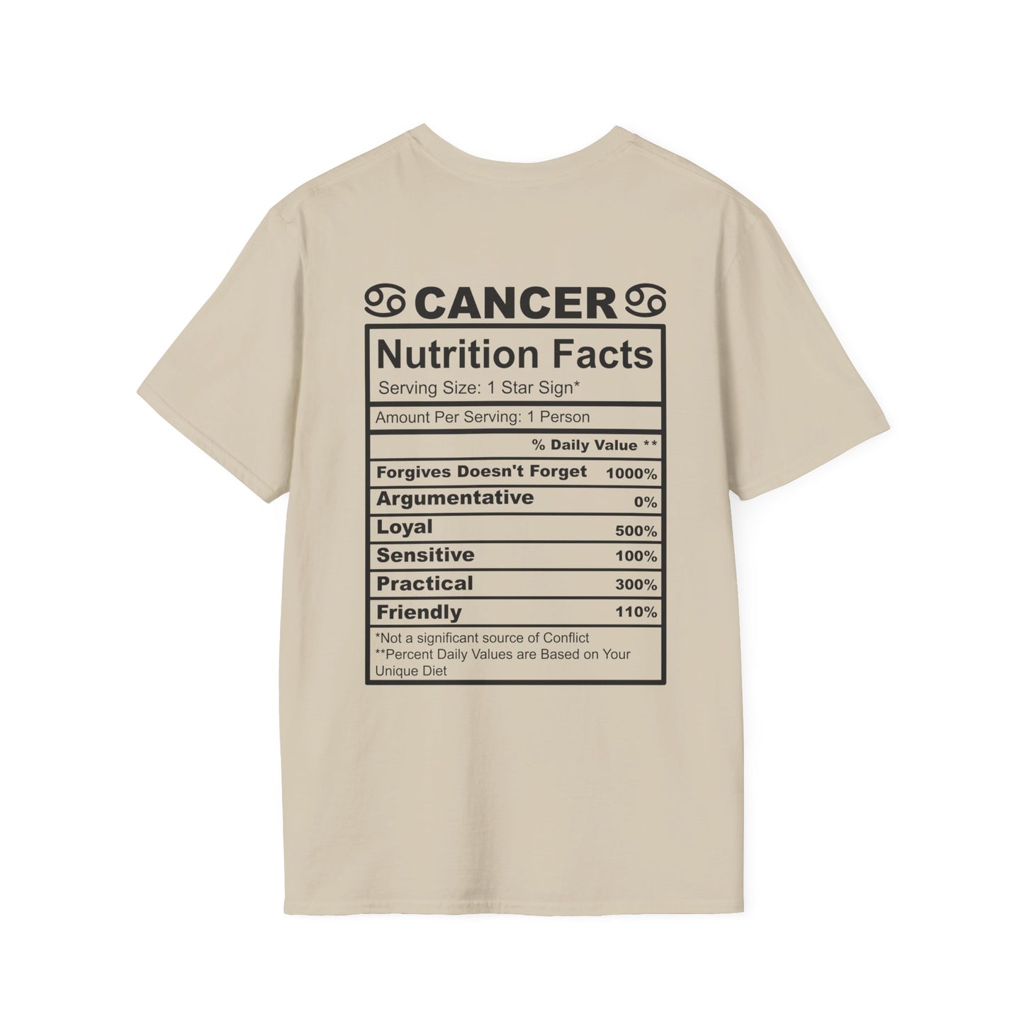 Cancer Nutrition Facts T-Shirt, Zodiac Sign Shirt, Astrology Gift, Unisex Tee for Cancer Birthdays, Horoscope Tops