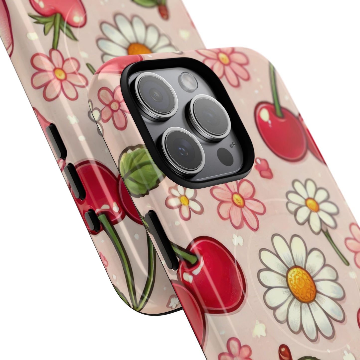 Cute Cherry Floral Phone Case iPhone 16 15 14 13 12 Pro Max