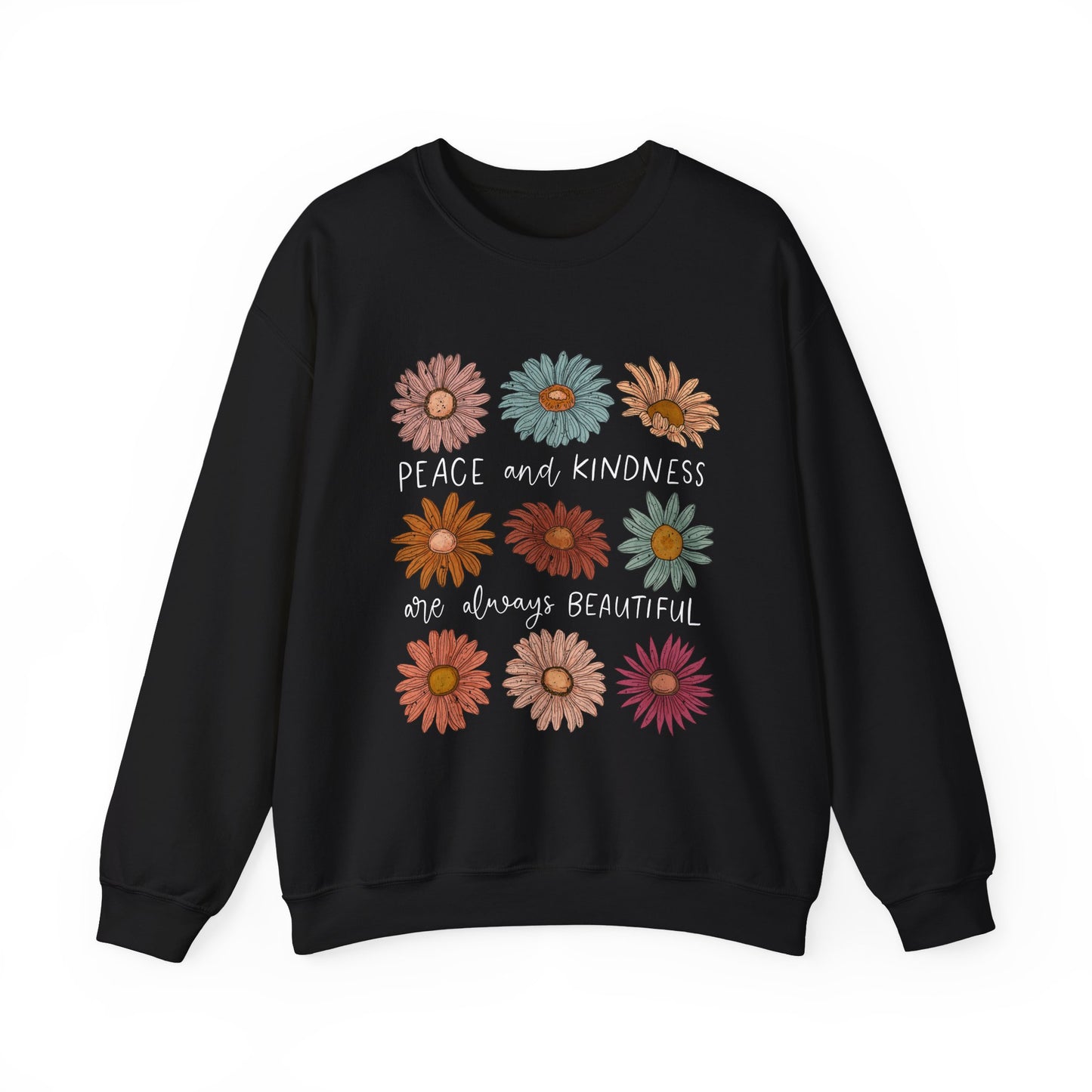 Peace and Kindness Floral Crewneck Sweatshirt