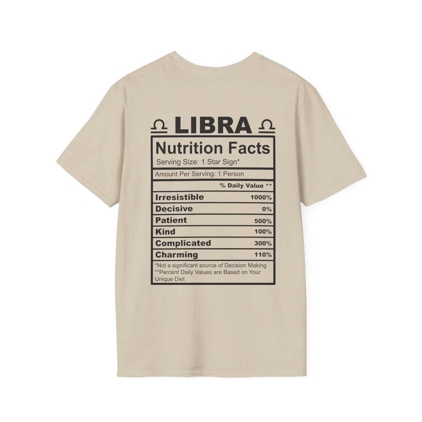 Libra Nutrition Facts Unisex Softstyle T-Shirt, Astrology Gift, Zodiac Tee, Horoscope Shirt, Birthday Present, Libra Apparel