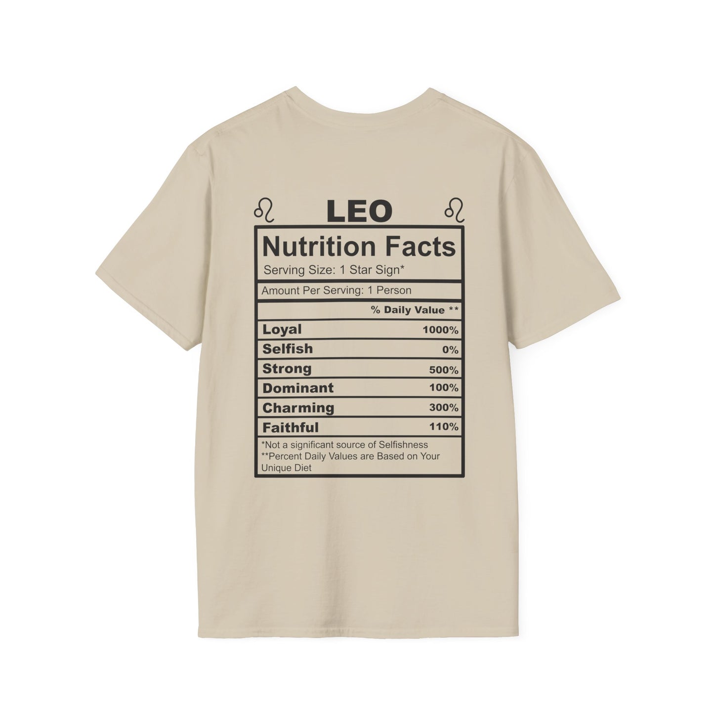 Leo Nutrition Facts T-Shirt, Zodiac Sign Tee, Astrology Shirt, Gift for Leo, Birthday Gift, Horoscope Apparel