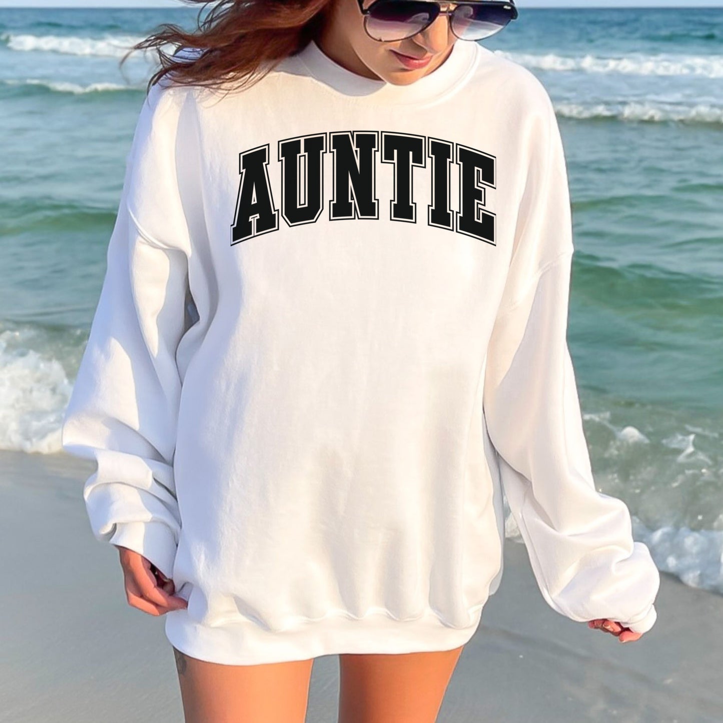 Retro College AUNTIE Graphic Crewneck Sweatshirt