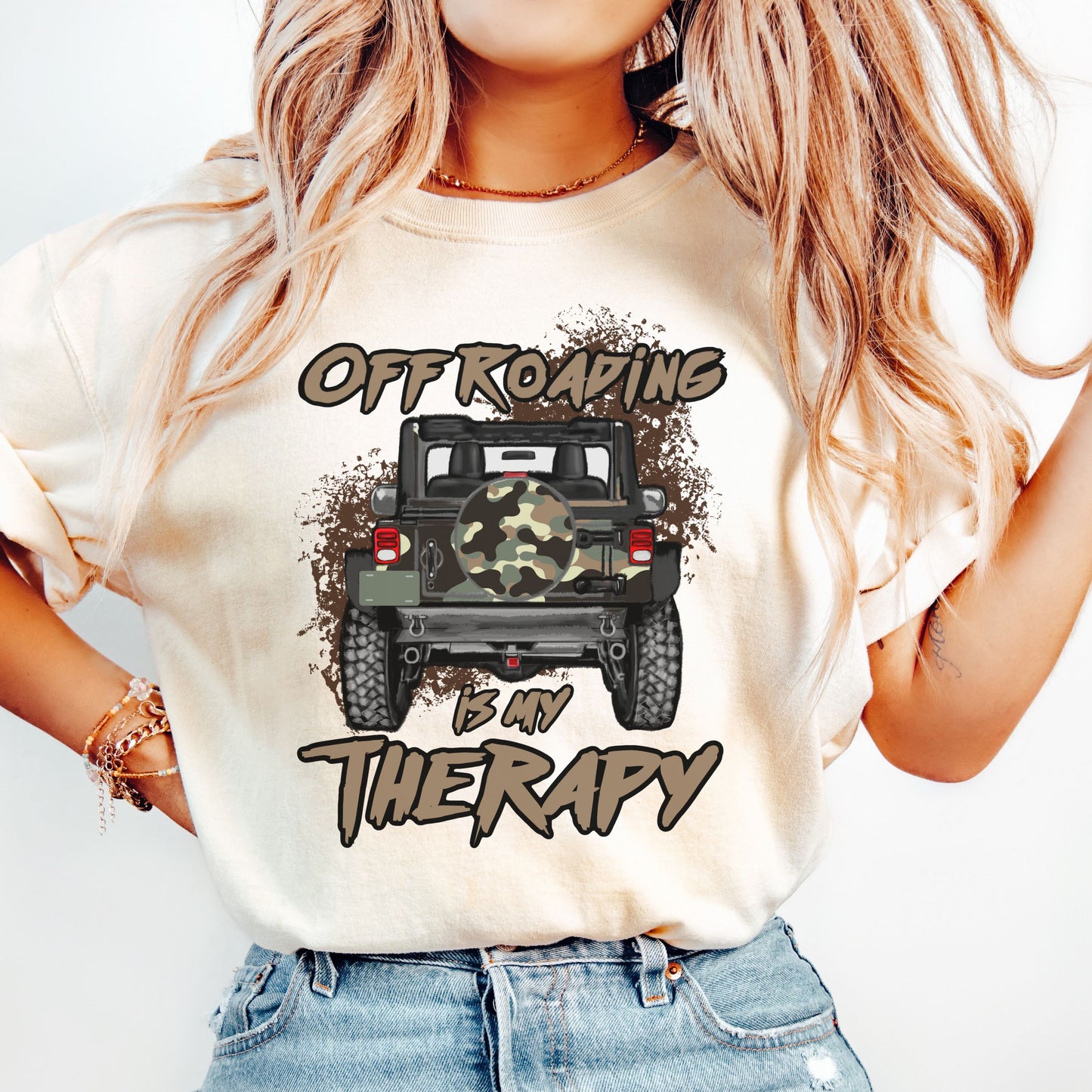Off-Roading is my Therapy Camo Graphic T-Shirt