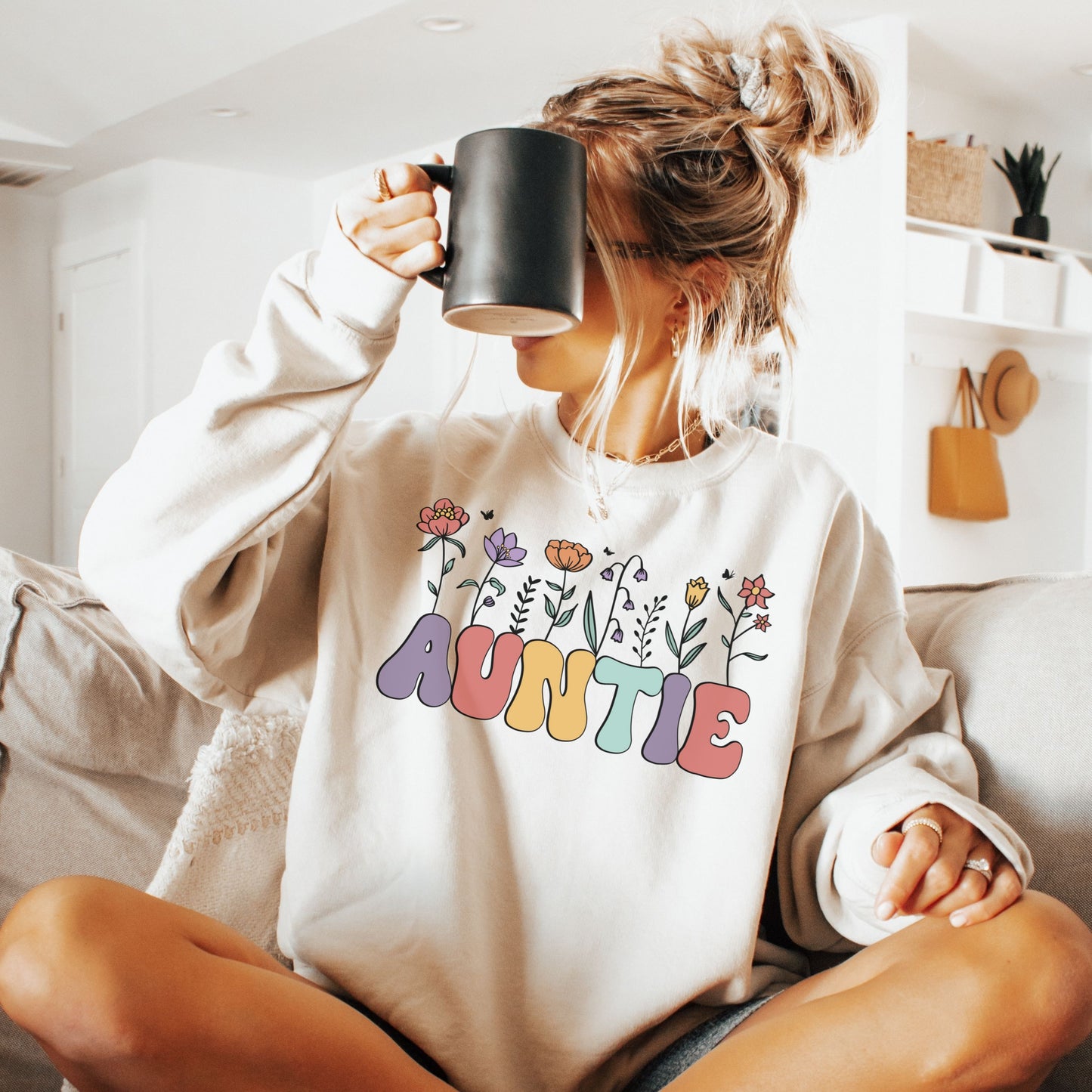 Floral Auntie Crewneck Sweatshirt