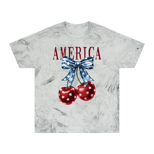 Retro America Coquette, Cherry Coquette Bow, Graphic Tee