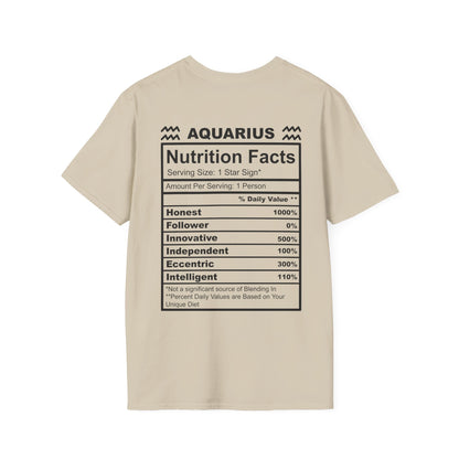 Aquarius Nutrition Facts Unisex Softstyle T-Shirt - Unique Astrology Tee