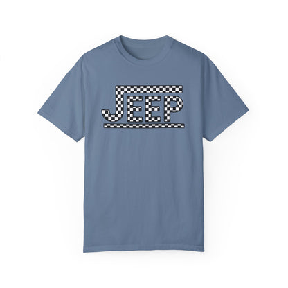 Retro Checkered Jeep Graphic T-Shirt