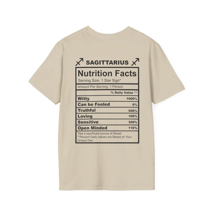 Sagittarius Nutrition Facts Unisex Softstyle T-Shirt - Zodiac Astrology Apparel