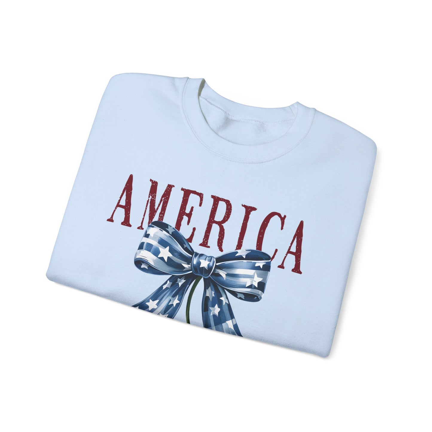 Retro America Coquette, Cherry Coquette Bow, Graphic Crewneck Sweatshirt