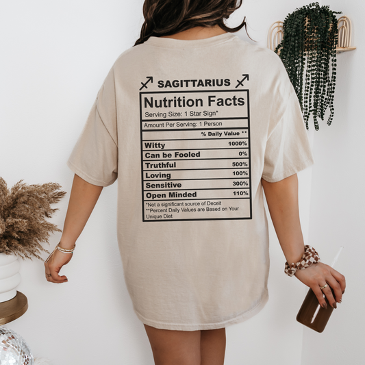 Sagittarius Nutrition Facts Unisex Softstyle T-Shirt - Zodiac Astrology Apparel