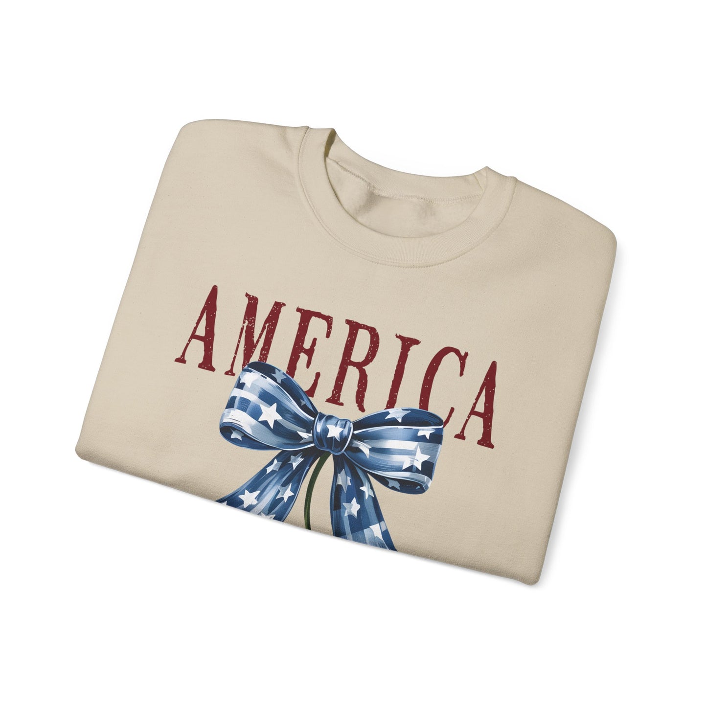 Retro America Coquette, Cherry Coquette Bow, Graphic Crewneck Sweatshirt