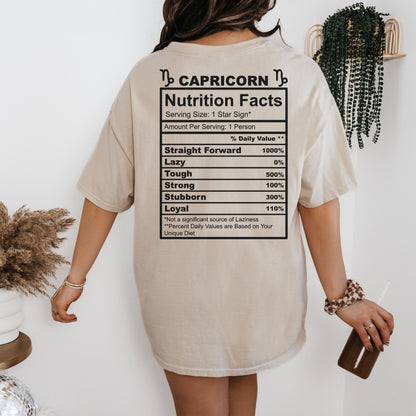 Capricorn Nutrition Facts Unisex Softstyle T-Shirt, Astrology Tee, Horoscope Shirt, Zodiac Apparel, Astrology Gift