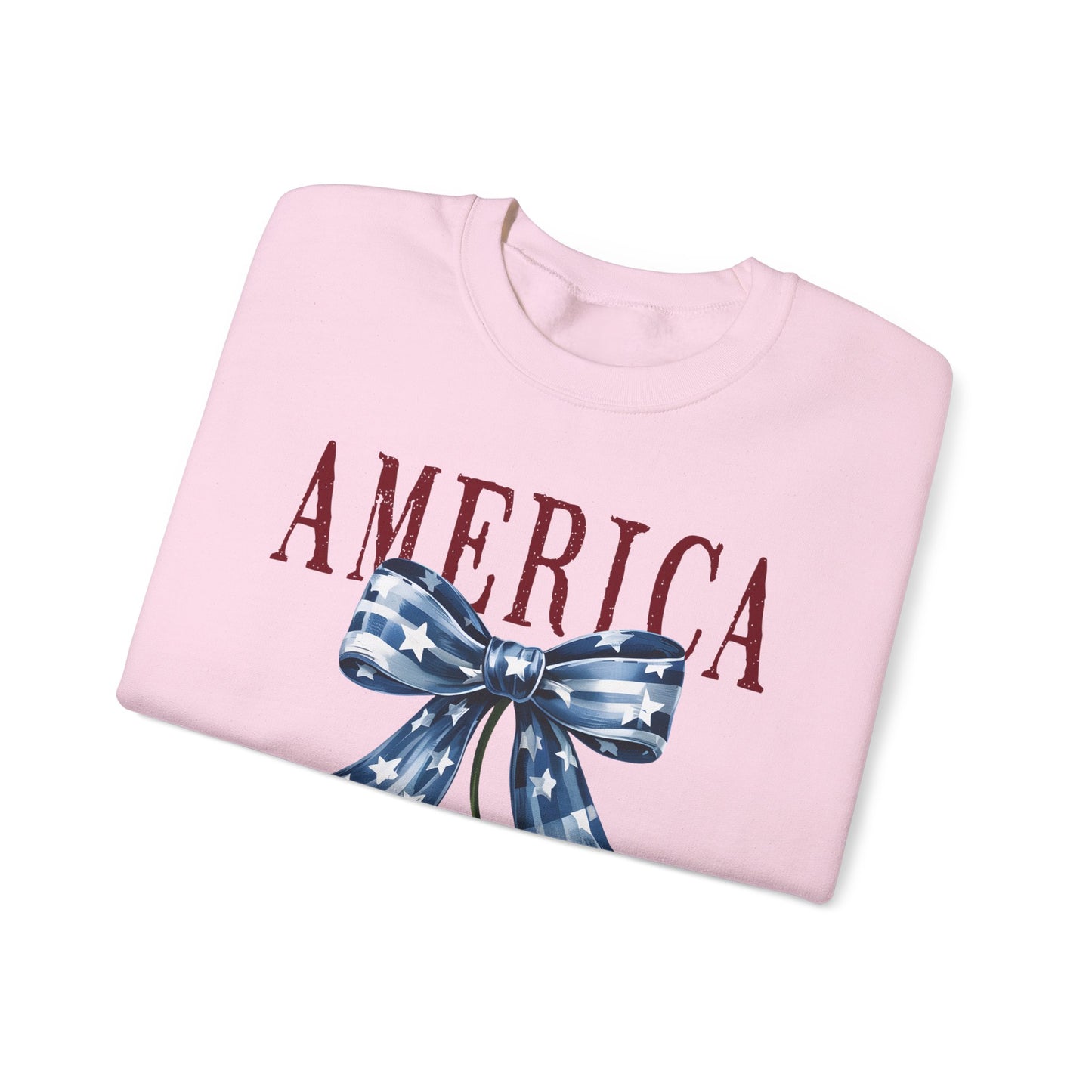 Retro America Coquette, Cherry Coquette Bow, Graphic Crewneck Sweatshirt