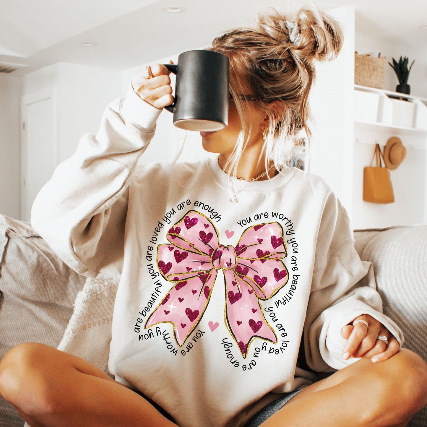 You Are Worthy Valentine Graphic Crewneck Sweatshirt