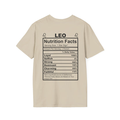 Leo Nutrition Facts T-Shirt, Zodiac Sign Tee, Astrology Shirt, Gift for Leo, Birthday Gift, Horoscope Apparel