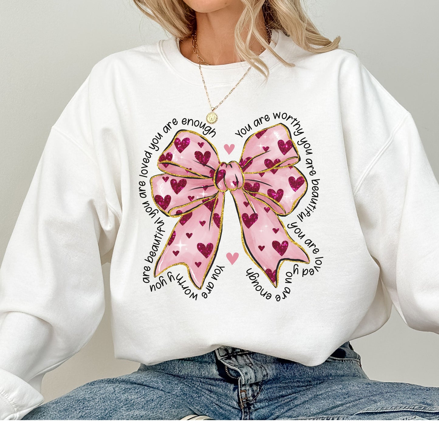 You Are Worthy Valentine Graphic Crewneck Sweatshirt
