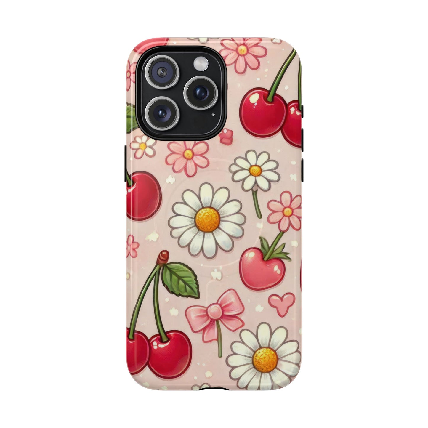 Cute Cherry Floral Phone Case iPhone 16 15 14 13 12 Pro Max