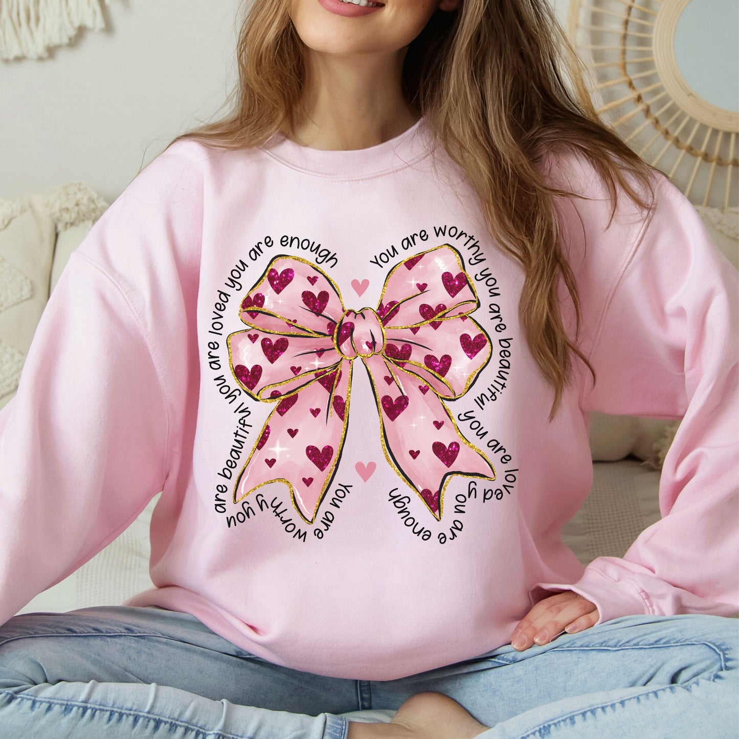 You Are Worthy Valentine Graphic Crewneck Sweatshirt