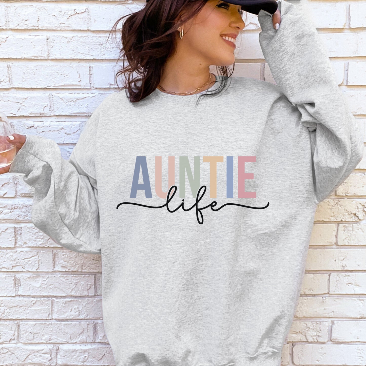 Auntie Life Graphic Crewneck Sweatshirt