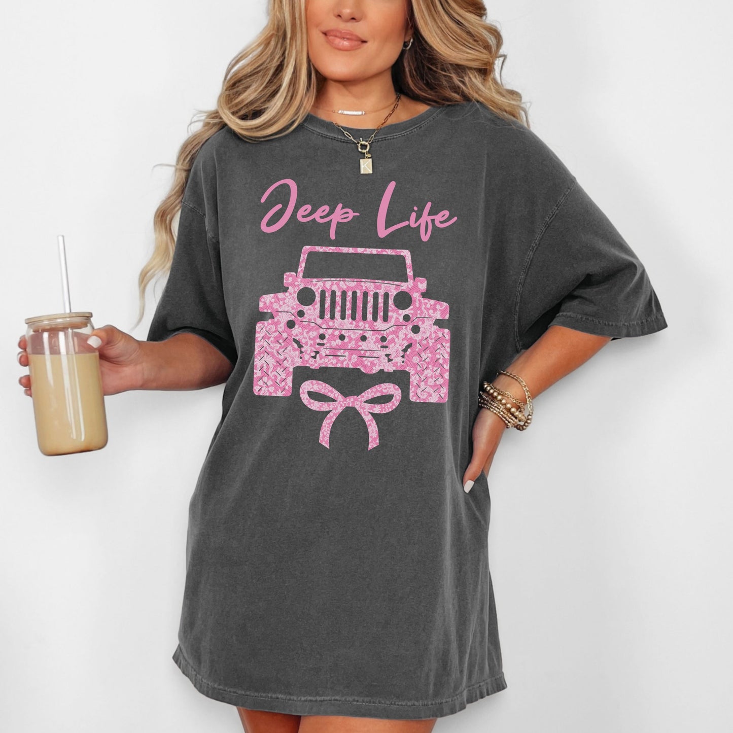 Pink Lace Jeep Life Graphic T-Shirt