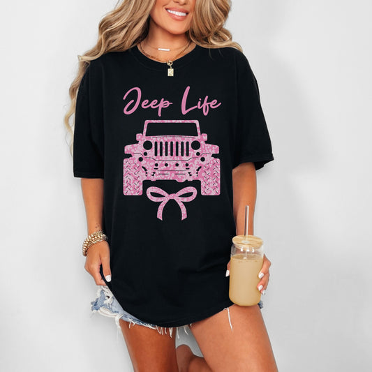 Pink Lace Jeep Life Graphic T-Shirt