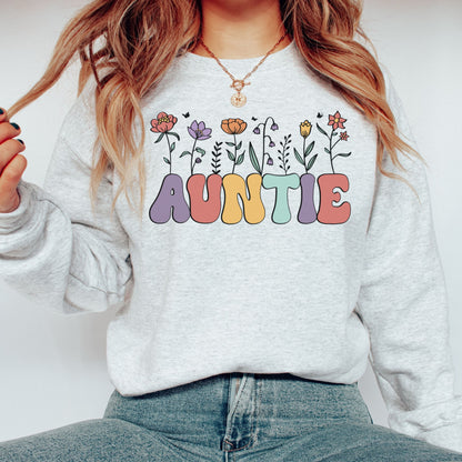 Floral Auntie Crewneck Sweatshirt