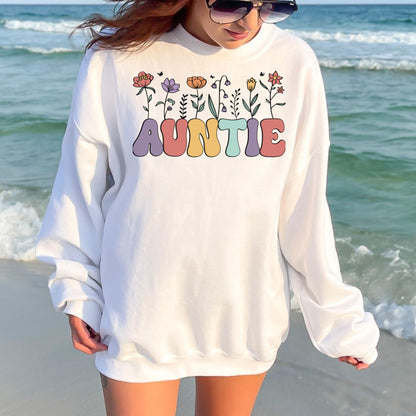 Floral Auntie Crewneck Sweatshirt